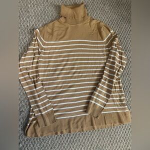 Striped Tan and White Women’s Sweater